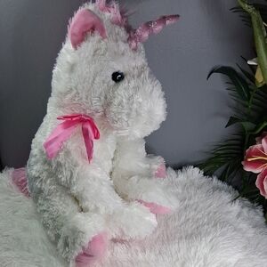 Plush White and Pink Unicorn Stuffed Animal